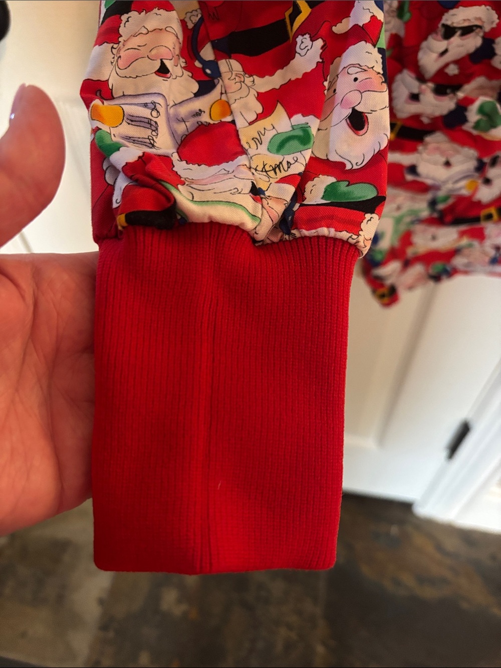 Peaches Uniforms Red Santa Pattern Kids Pajama Top - Picture 6 of 9